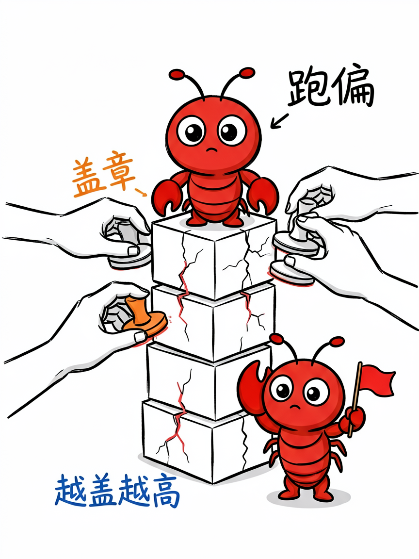 一群 AI 互相给对方盖章,歪斜的地基越盖越高,任务越跑越偏
