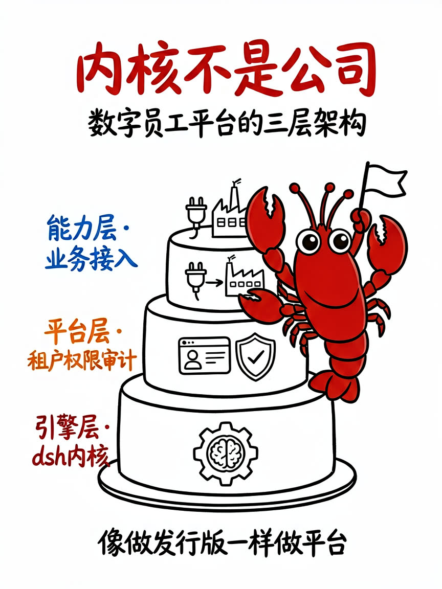 内核不是公司：数字员工平台的三层架构